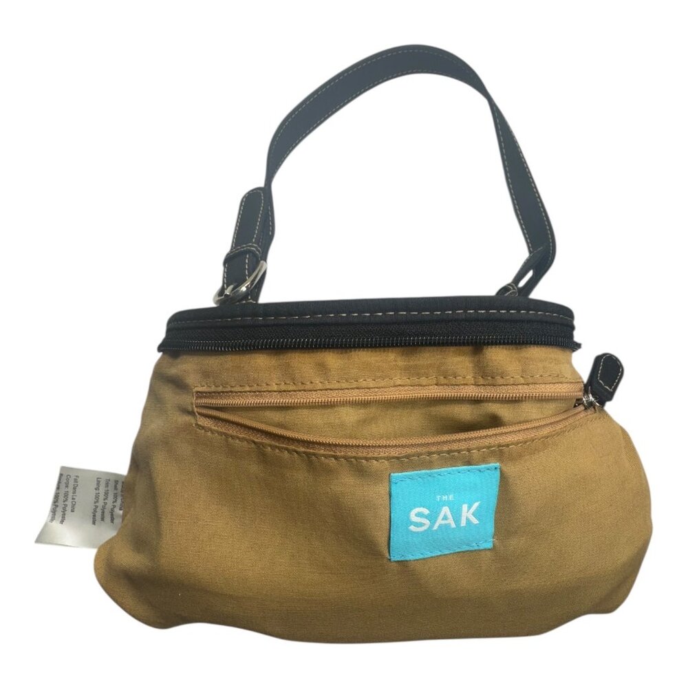THE SAK Vintage Black Crochet Knit Small Shoulder Bag- Brown Trim 13”x6” - Picture 16 of 16